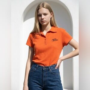 Harley-Davidson - Orange Embroidered Moto Polo Shirt – Size Large